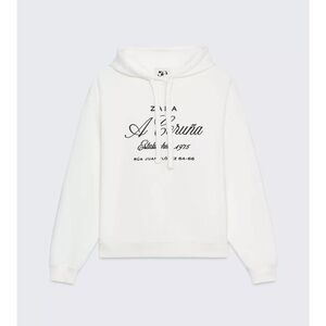 Zara White Hoodie with Black Print